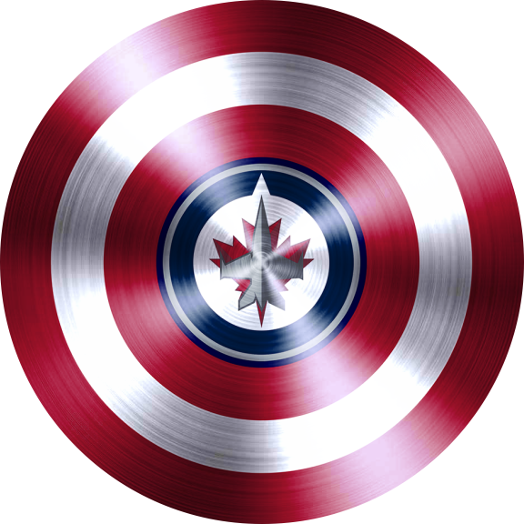 Captain American Shield With Winnipeg Jets Logo vinyl decal